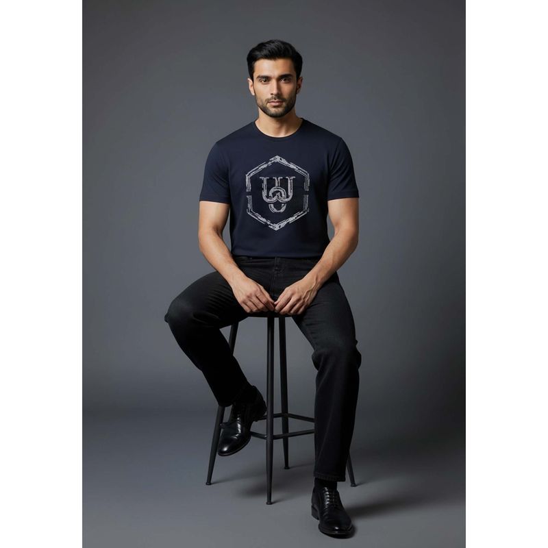 OUTERWORLD Black Embellished Crew Neck Men's T-Shirt (S)