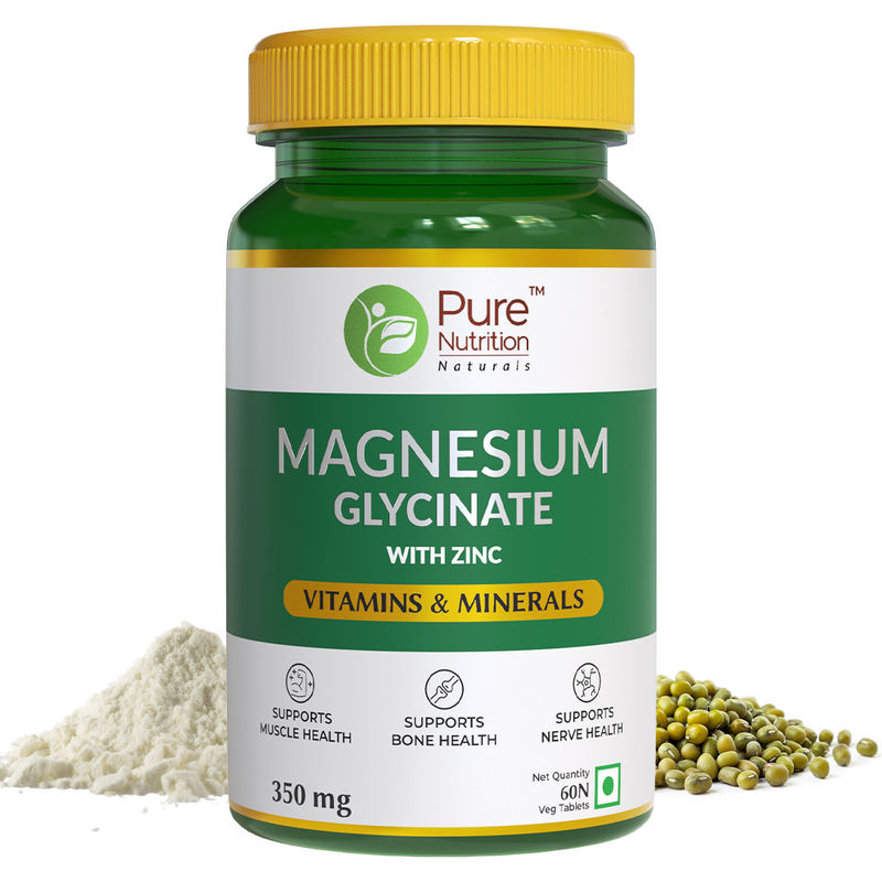 Buy Pure Nutrition Magnesium Glycinate tablets for Bone and Muscle Health 60 Veg tablets Online