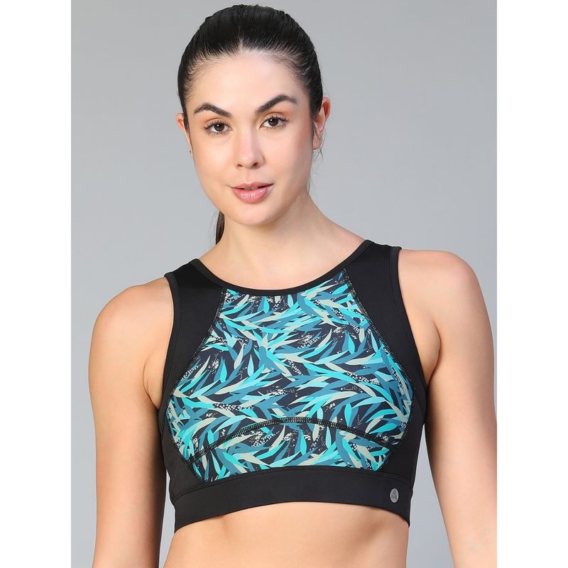 Athlisis Abstract Printed Medium Coverage Removable Padding Workout Bra (L)