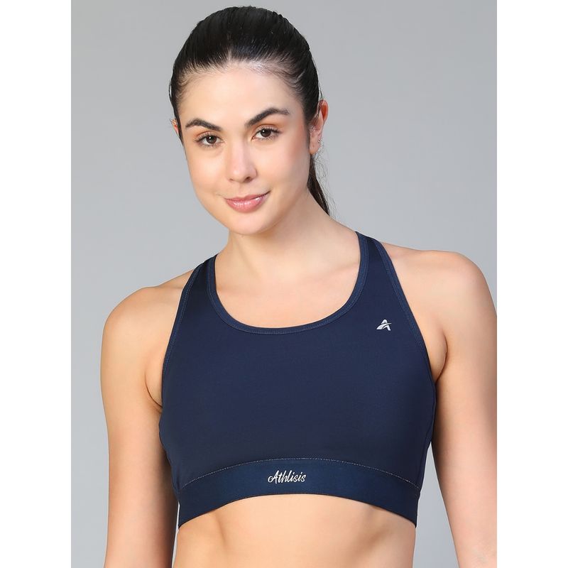 Athlisis Women Solid Medium Coverage Non-Wired Removable Padding Sports Workout Bra (S)