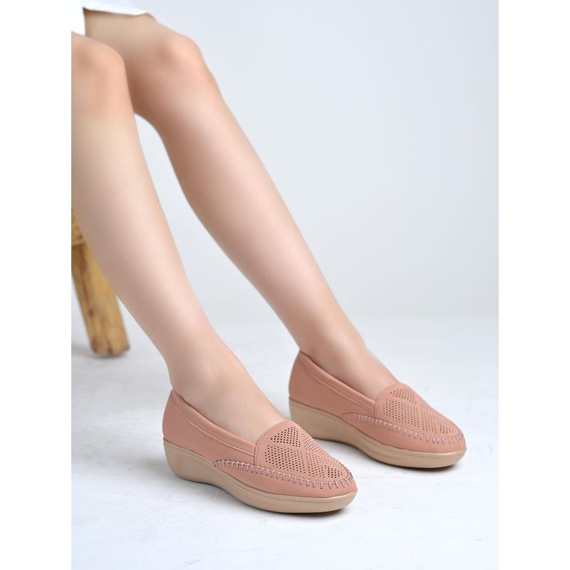 Shoetopia Women Peach Slip-On Loafers (EURO 39)