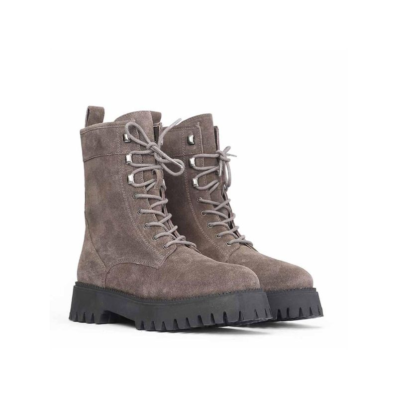 Saint G Women Grey Suede Leather Lace-Up Casual Boots (EURO 36)