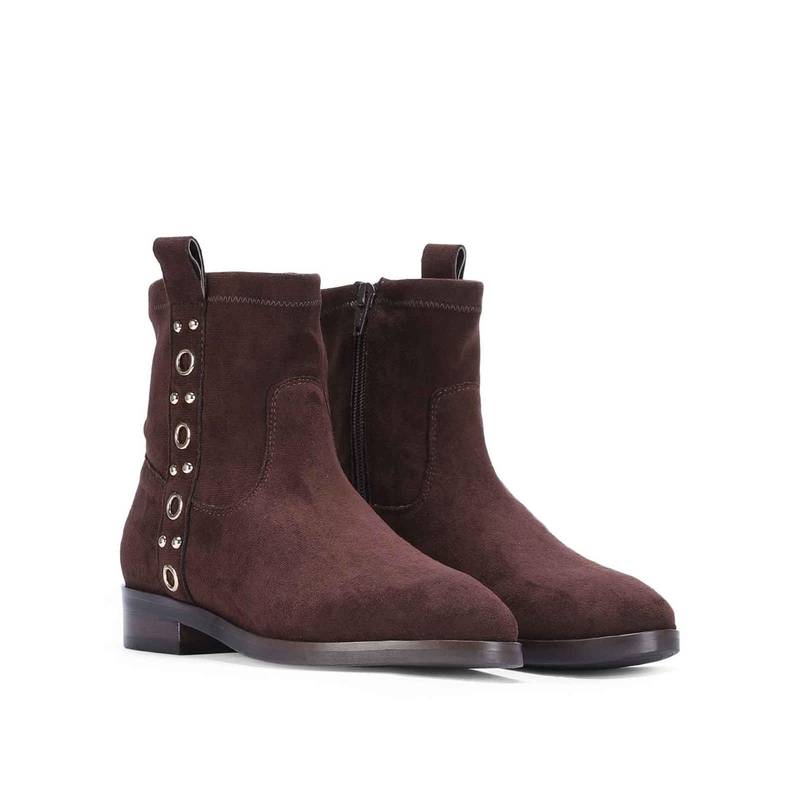 Saint G Women Eyelets Brown Stretch Suede Ankle Casual Boots (EURO 36)