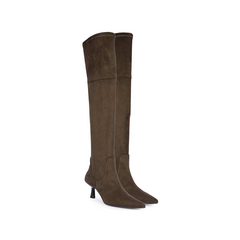 Saint G Women Brown Leather Zipper High Boots (EURO 36)