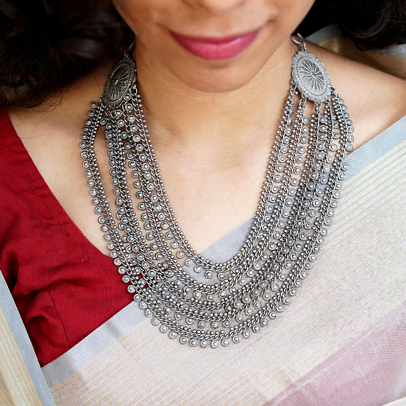 Oxidised shop layered necklace