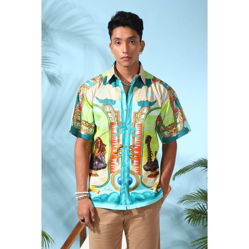 Loudless Scorpio Printed Half Sleeves Shirt for Men (S)
