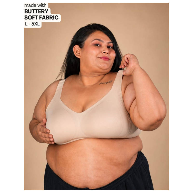 INTIMATE QUEEN Plus Size Full Coverage Seamless Lightly Padded Wireless Support Bra (38B)