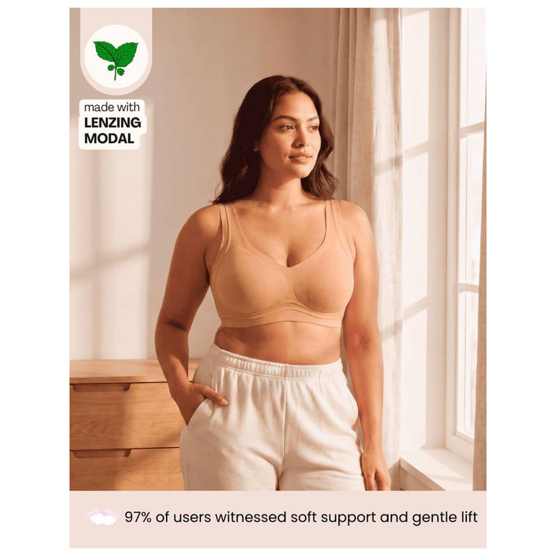 INTIMATE QUEEN Modal Full Coverage Wireless Double Lift and Back Support Bra (34B )
