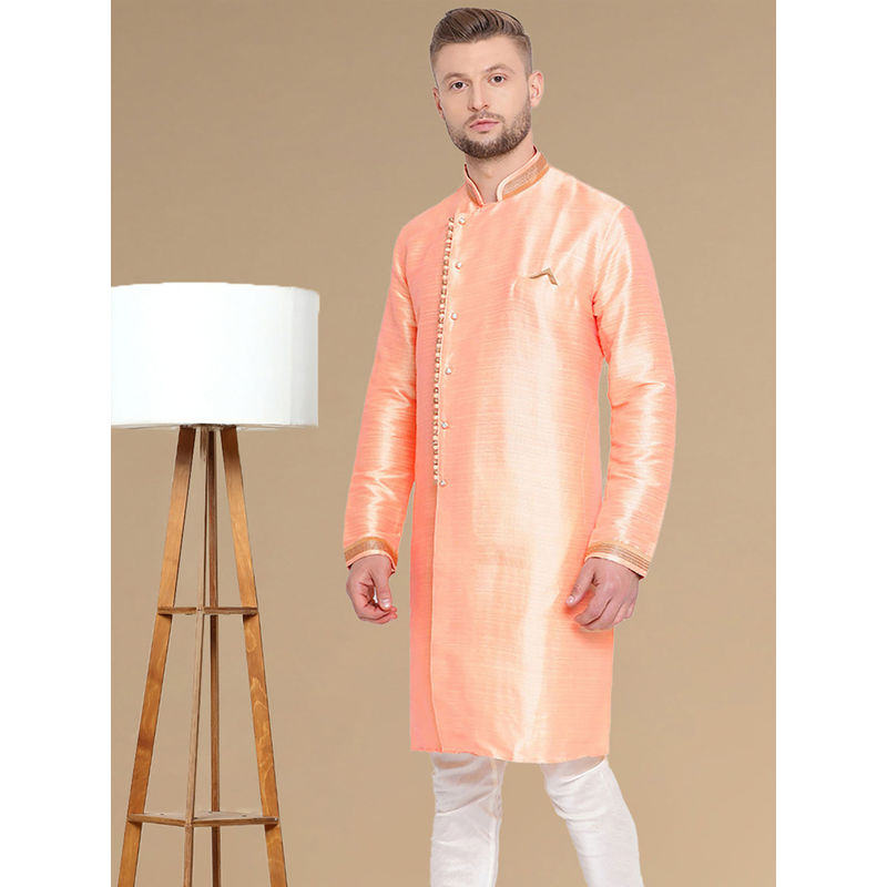 Sanwara Stylish Orange Woven Kurta for Men (S)