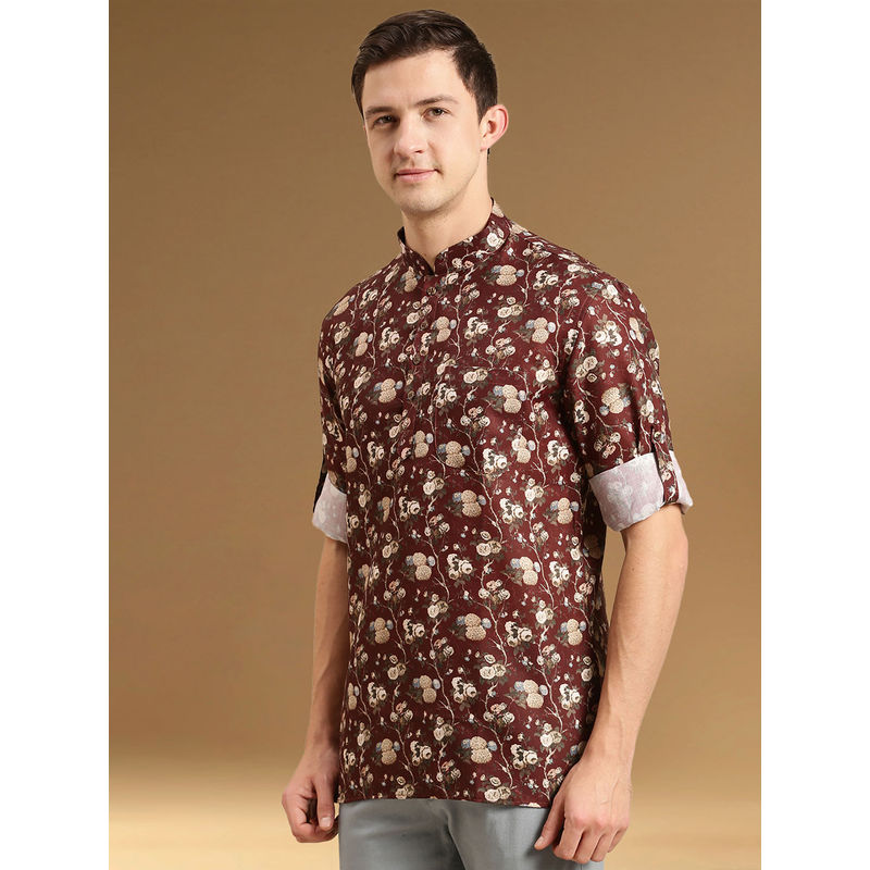 Sanwara Men's Designer Printed Short Kurta (S)