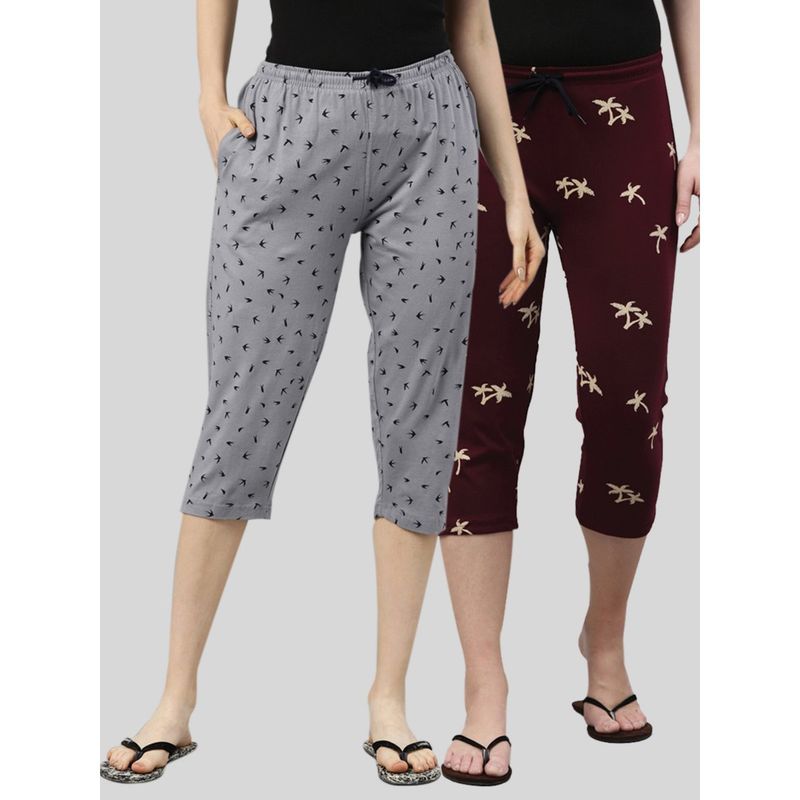 Grey Multi-Print Capri – Effortless Style with a Modern Edge main image 1