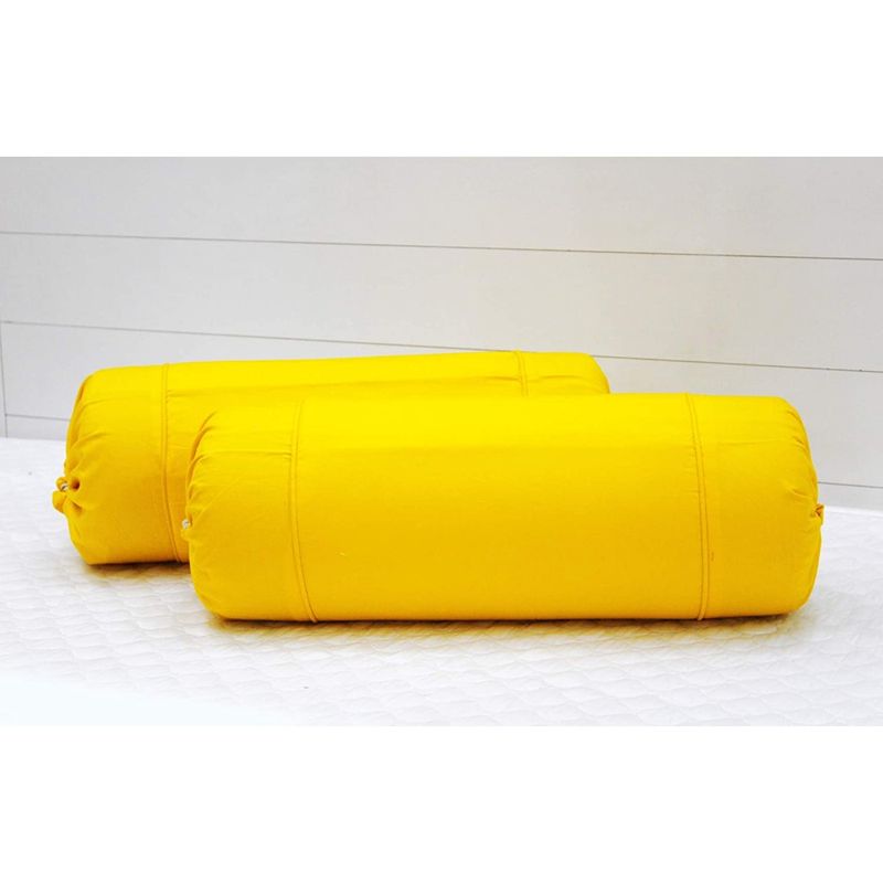 Buy SHADES OF LIFE Plain Bolster Cover Yellow Online