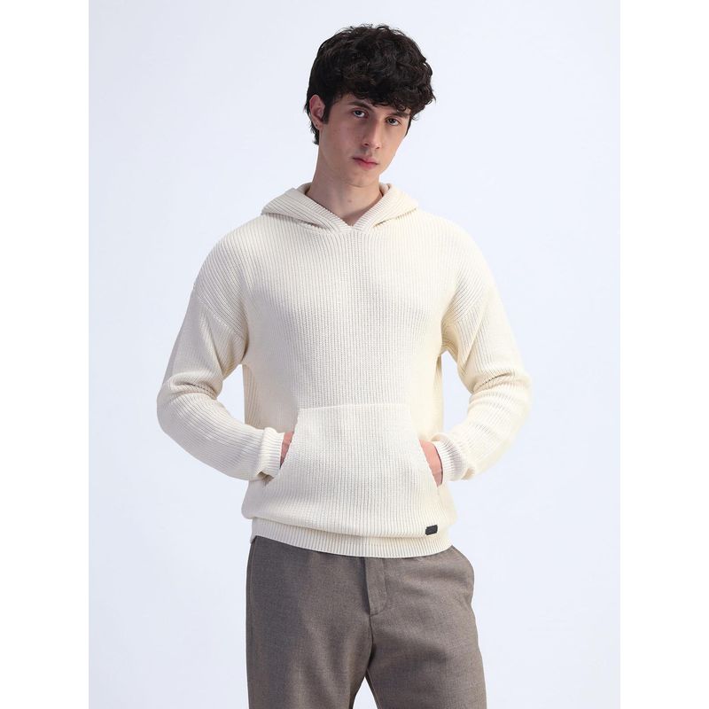 Flying Machine Off White Regular Fit Sweater (S)