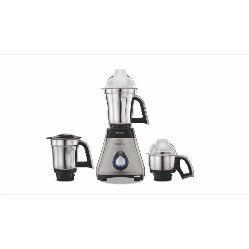 Buy Preethi Steele Max Mixer Grinder, 750 Watt, Silver, Black, 3 Jars