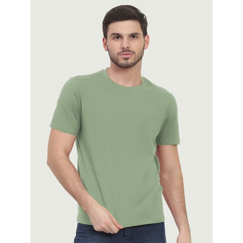 FREECULTR Green Men's Organic Cotton Solid Crew Neck Half Sleeve T-Shirt (S)