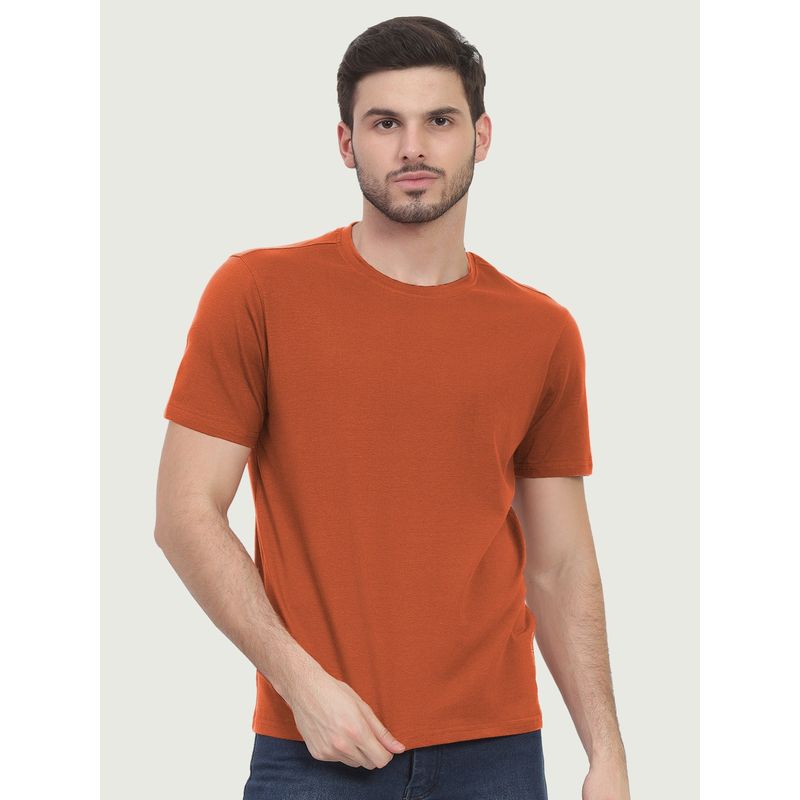 FREECULTR Orange Men's Organic Cotton Solid Crew Neck Half Sleeve T-Shirt (L)