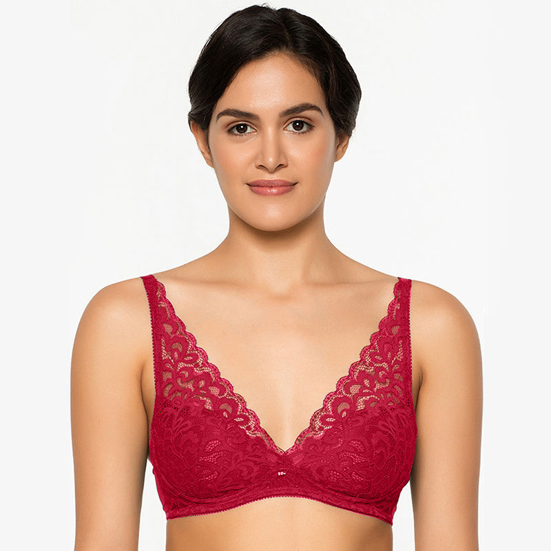 Wacoal Mystique Padded Non-Wired 3/4Th Cup Lace Fashion Bra - Red (32E)