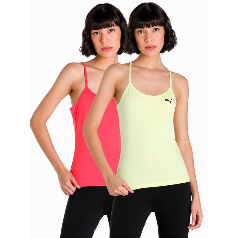Puma CAMI Noodle Womens Pink and Yellow Tank Top (Pack of 2) (S)