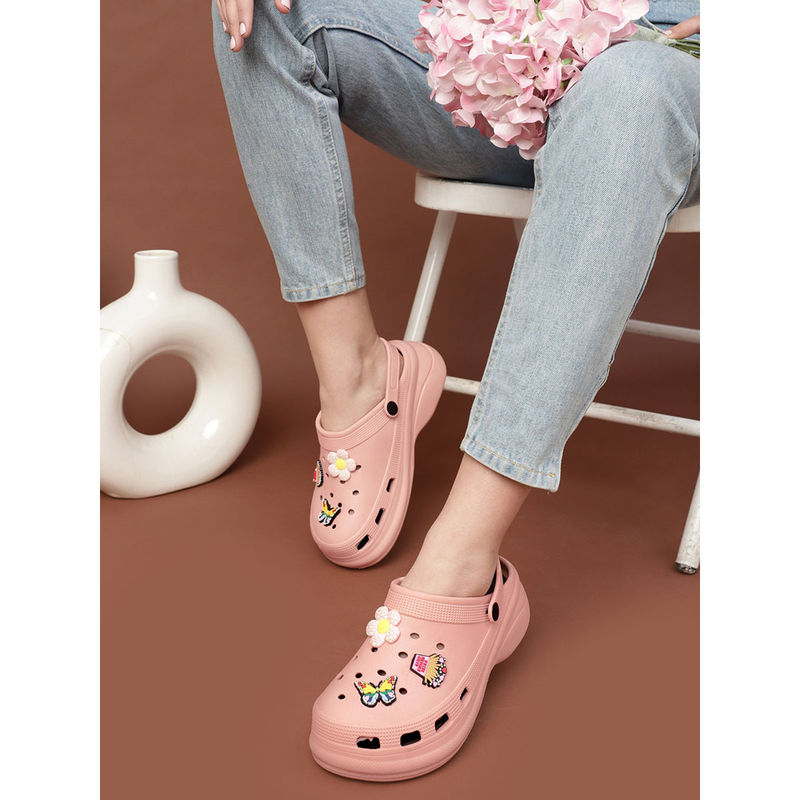 Truffle Collection Pink Solid Clogs (UK 3)