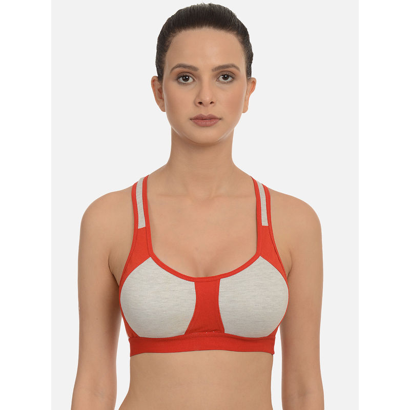 Mod & Shy Full Coverage Designer Back Medium Impact Sports Bra - Red (36C)