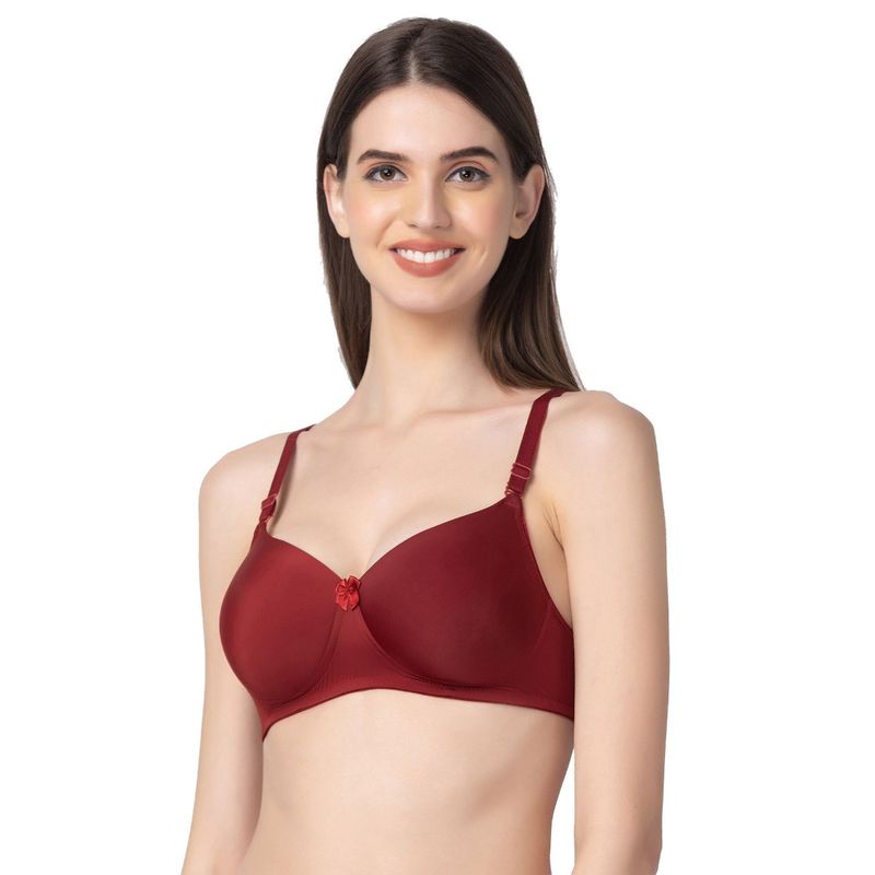 Candyskin Women Maroon Lightly Padded Non Wired Nylon Bra (32D)