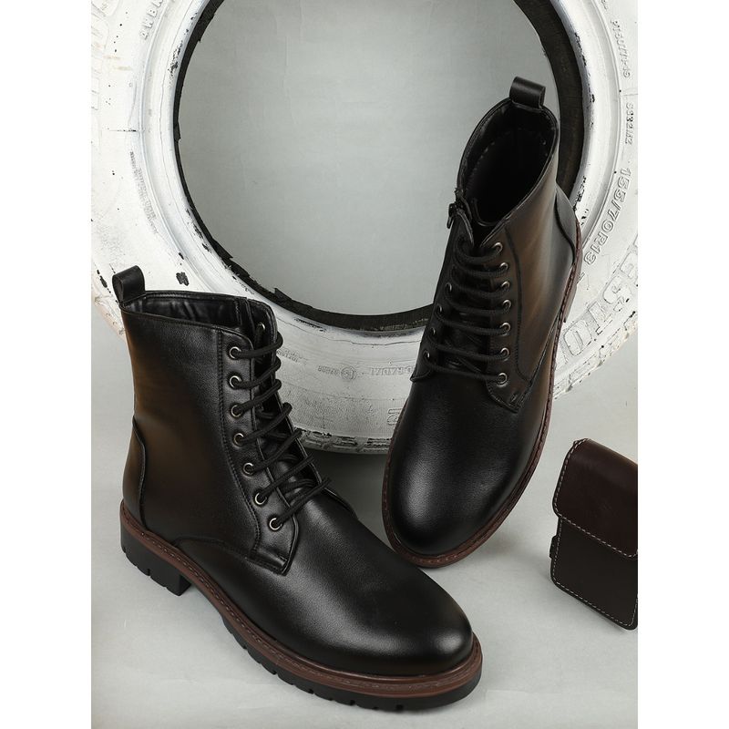 Carlton London Men Black Solid/Plain Boots (EURO 41)