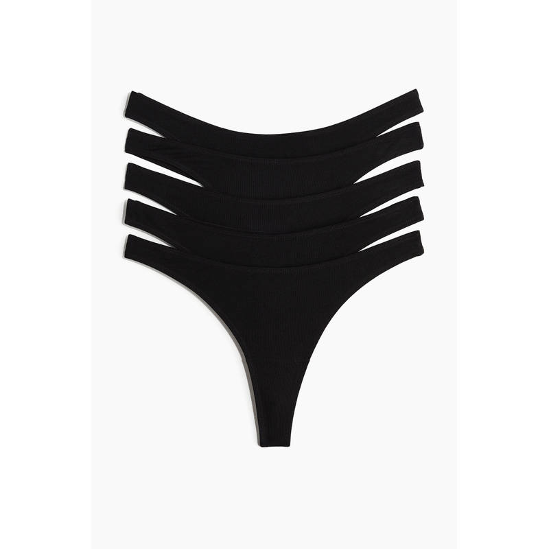 H&M Women 5-Pack Cotton Thong Briefs (XS)
