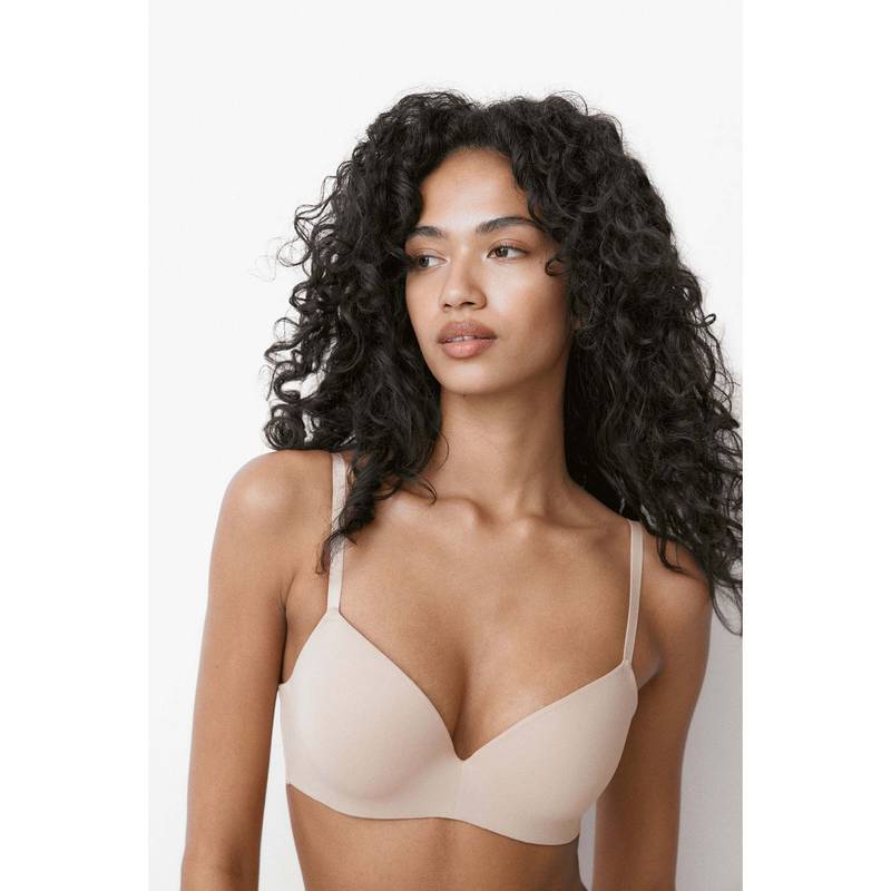 H&M Women Beige Microfibre Push-Up Bra (34C)