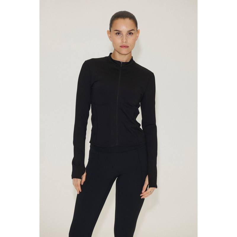 H&M MOVE Women Black Warming zip-through sports jacket with DryMove (S)
