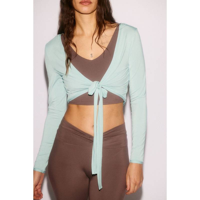 H&M MOVE Women Turquoise Cropped long-sleeved yoga top (L)