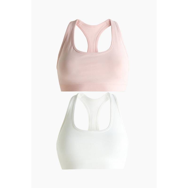 H&M MOVE Women Pink 2-pack Seamless Sports bras with DryMove (XS)