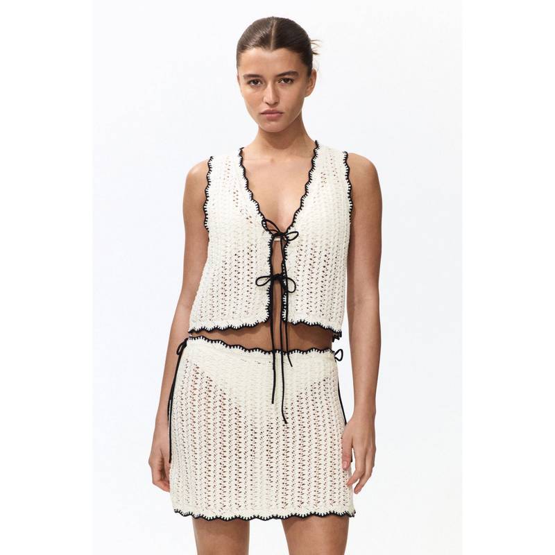 H&M Women White Crochet-look beach skirt (M) (M)