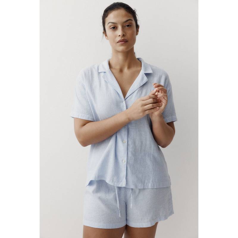 H&M Women Multi-Color Linen-blend T-Shirt and Shorts (XS)