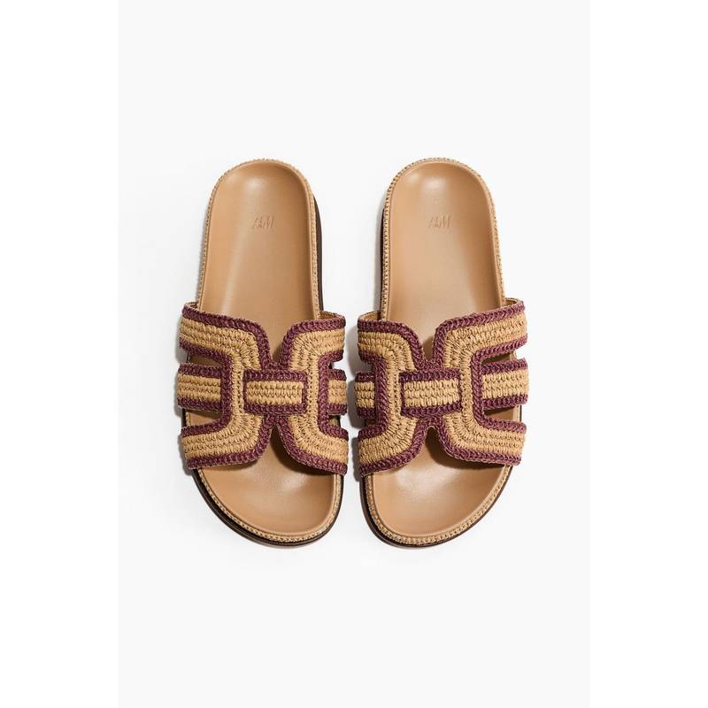 H&M Women Beige Braided Straw Sandals (2) (2)