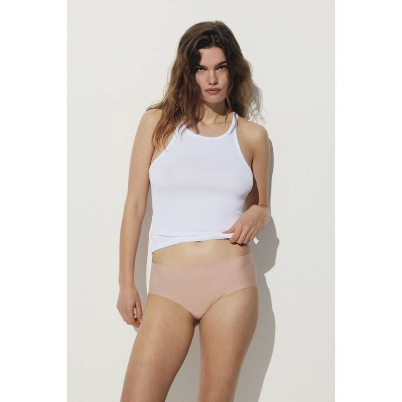 H&M Women Beige 3-Pack Invisible Cotton Hipster Briefs (XS)