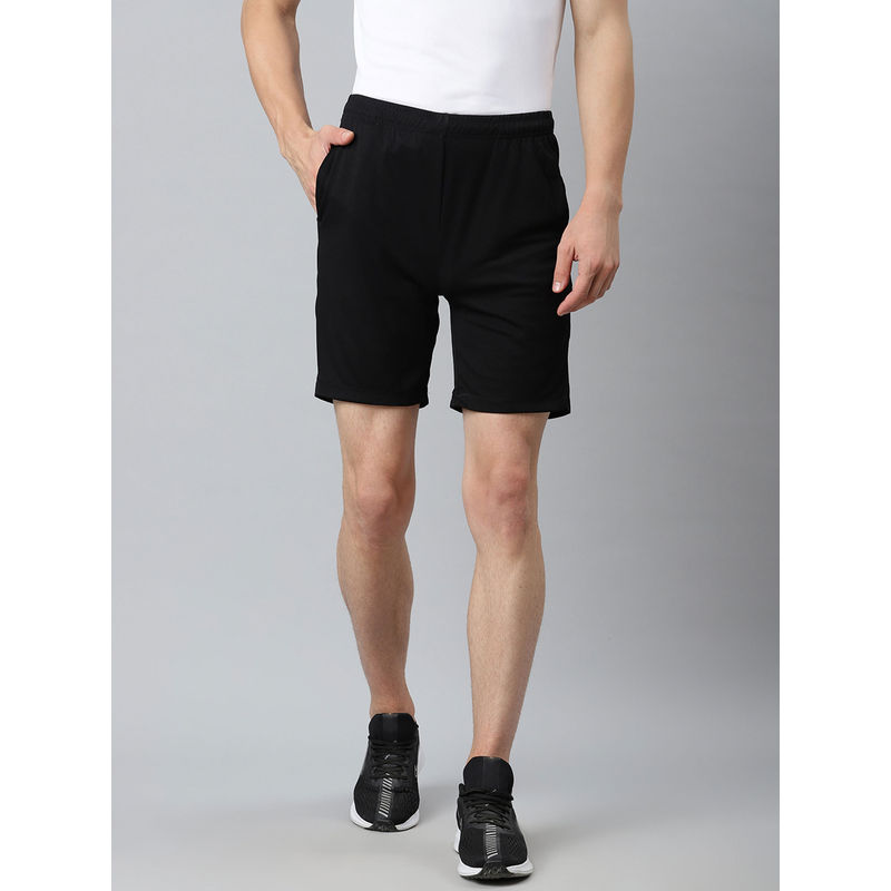 Buy Alcis Men Black Solid Slim Fit Mid-Rise Sports Shorts Online
