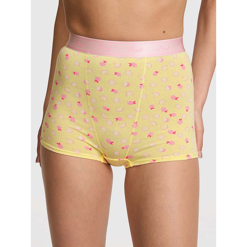 Victoria's Secret Yellow Logo Cotton High-Waist Boy Short Panty (M)