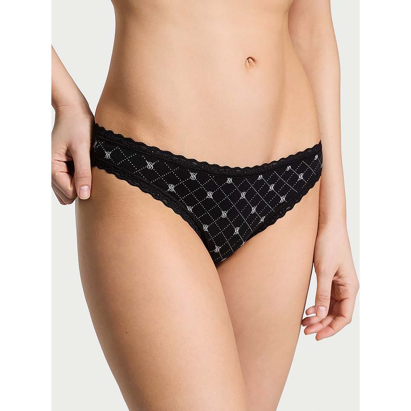 Victoria's Secret Black Lace-Waist Bikini Panty (S)