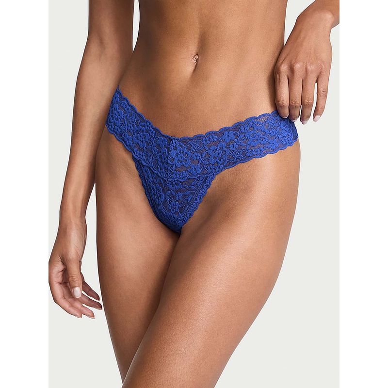 Victoria's Secret Blue Lace Strappy-Back Thong Panty (S)