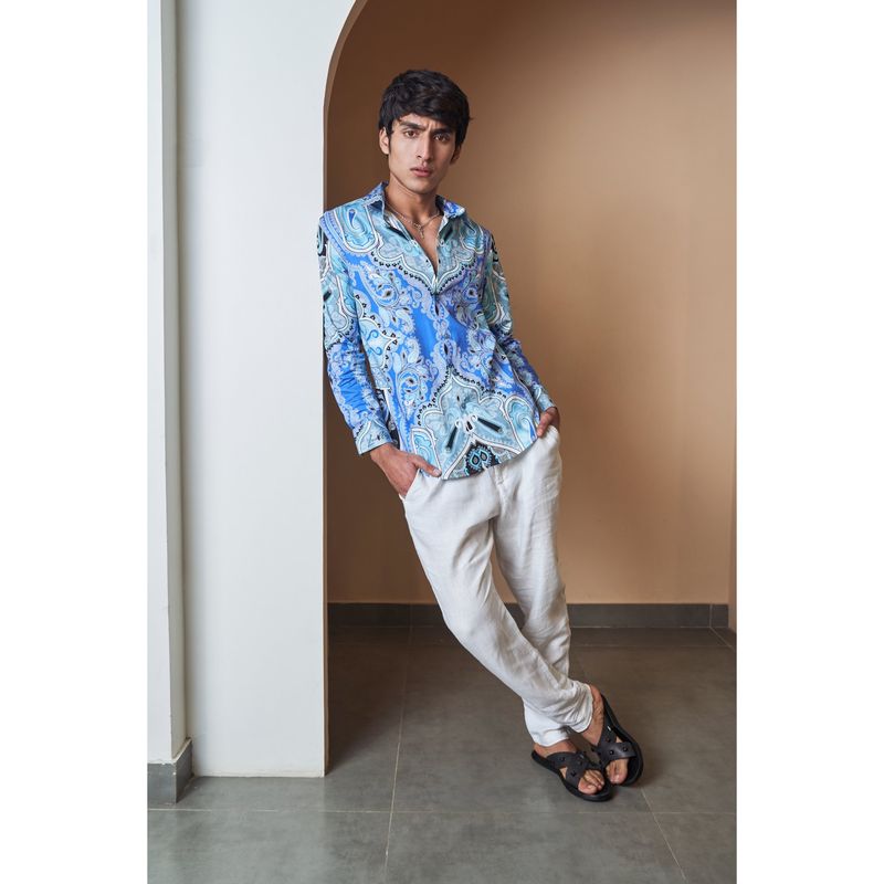 Loudless Men Zoralia Paisley Printed Shirt (L)