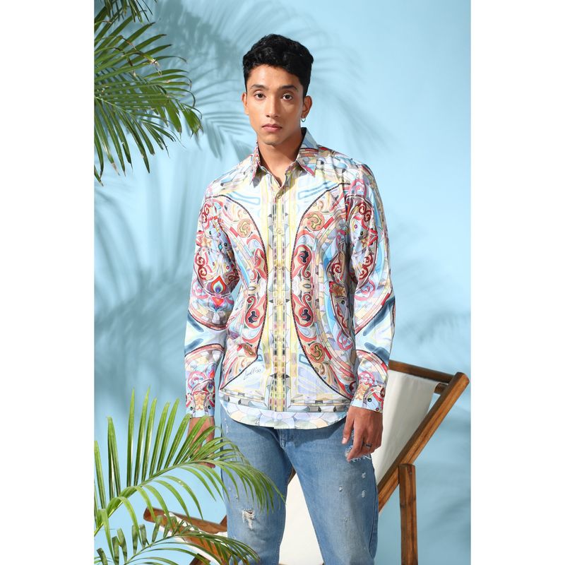 Loudless Men Crystal Wave Printed Shirt (S)