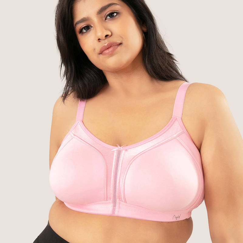 Nykd By Nykaa Everyday Cotton M-Frame Bounce Control Non-Padded Non-Wired Bra NYB101 M Pink (36B)
