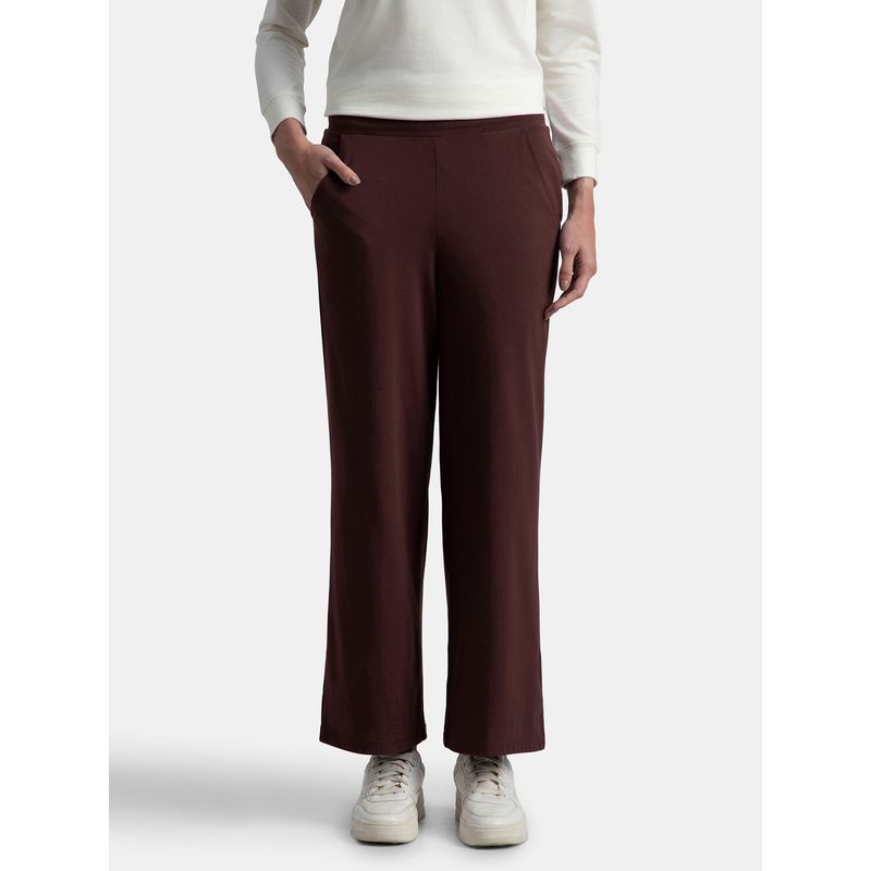 Jockey A158 Women Super Combed Cotton Rich Straight Fit Wide Leg Pants - Puce (M)