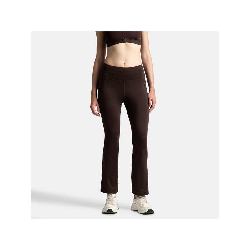Jockey Mw77 Women Microfiber Elastane Regular Fit Active Wear Straight Track Pant - Coffee (M)