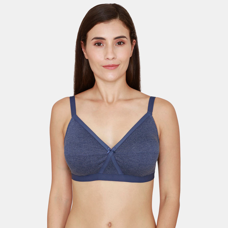 Rosaline Everyday Double Layered Non Wired Medium Coverage Super Support Bra - Blue Depth (36D)