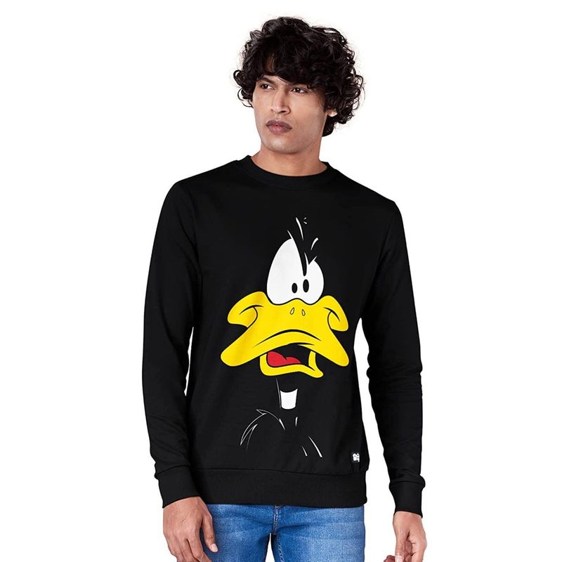 The Souled Store Men Official Looney Tunes Daffy Duck Black Sweatshirts (S)
