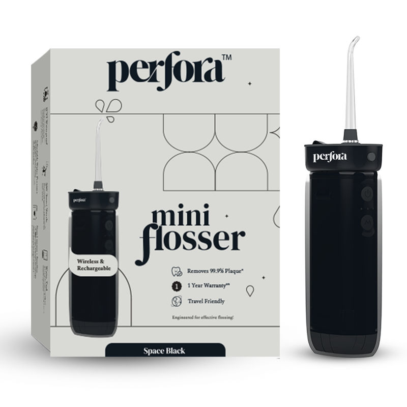 Perfora Mini Water Flosser Rechargeable With 2 Nozzles - Space Black