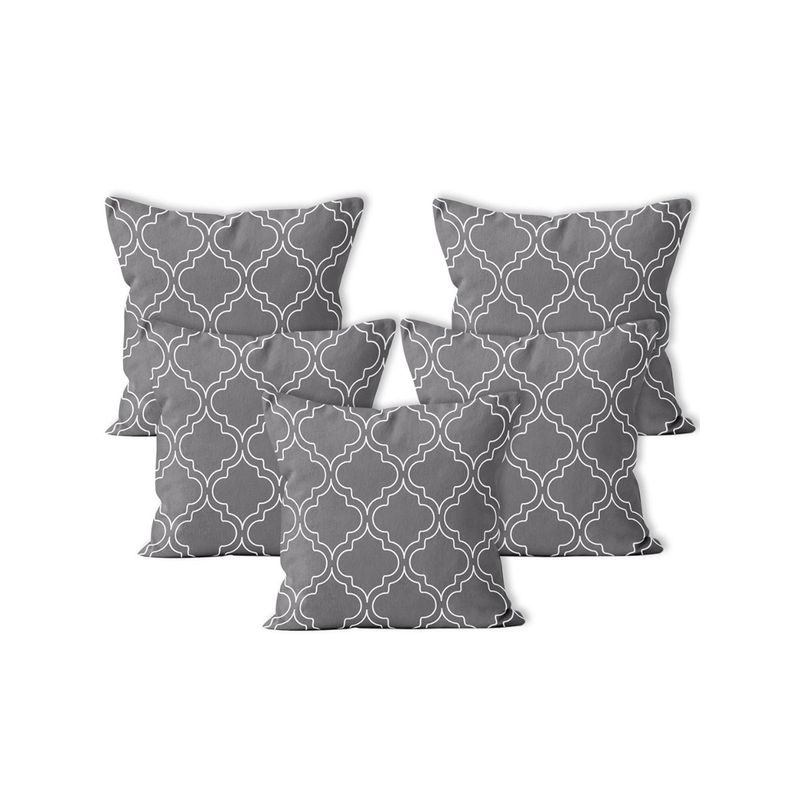 Encasa Homes Decorative Cushion Covers Set Of 5 Pcs 40 X 40 Cm 16 X 16 Inch Grey Trellis