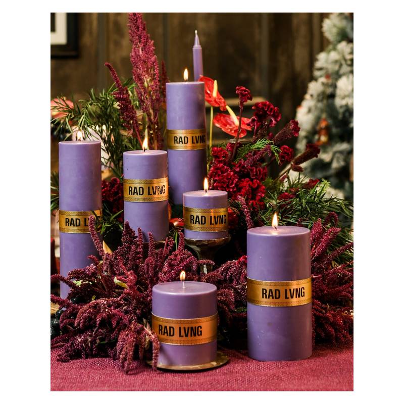 Rad Living Purple Pillar Candles Lily of the valley scented (3x3 Inches)