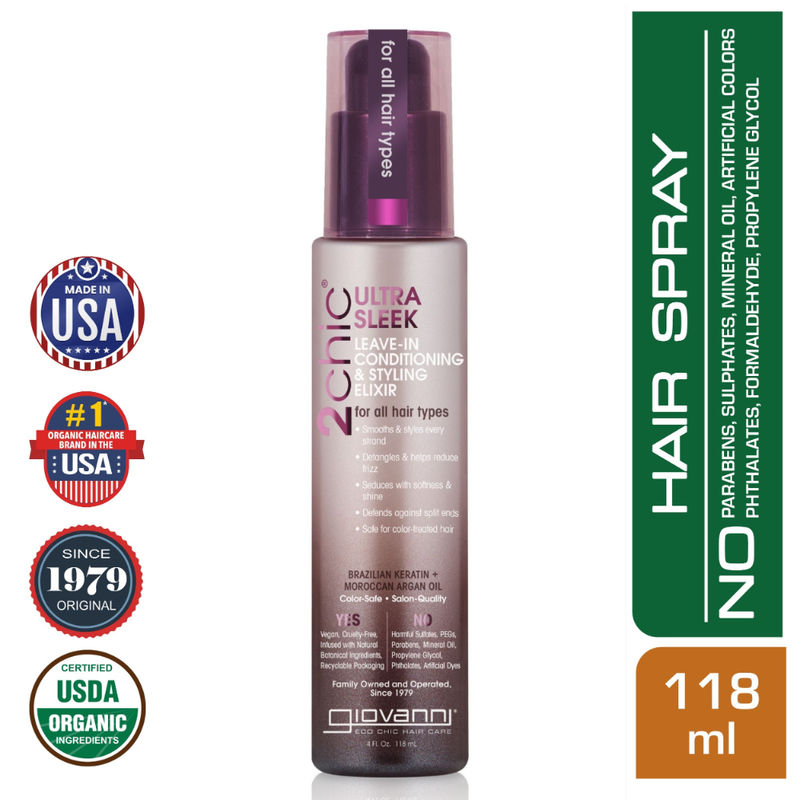 Giovanni Organic 2Chic Brazilian Keratin & Argan Oil Leave-In Conditioning & Styling Elixir